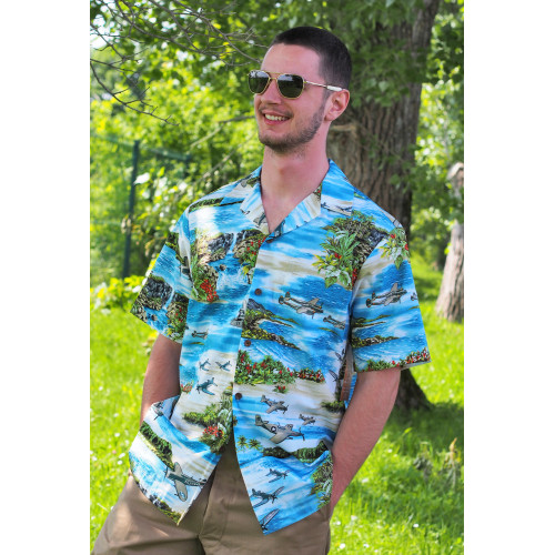 CHEMISE HAWAIENNE RJC COTON WARBIRD PACIFIC 1