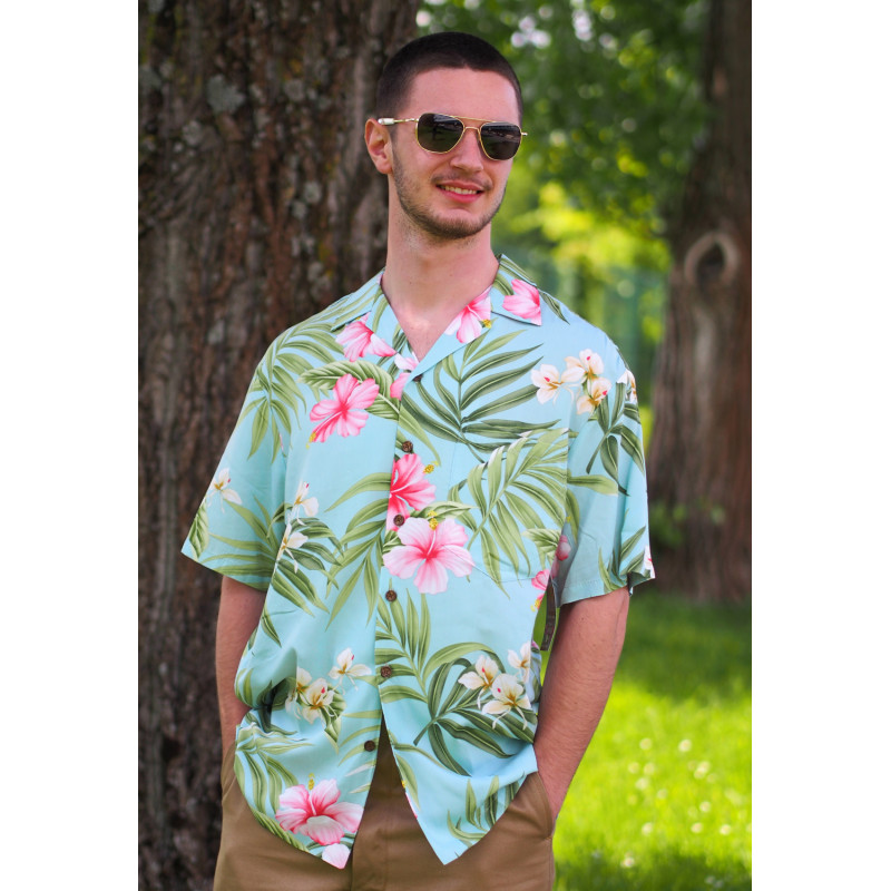 CHEMISE HAWAIENNE 100% RAYON FLORAL 2